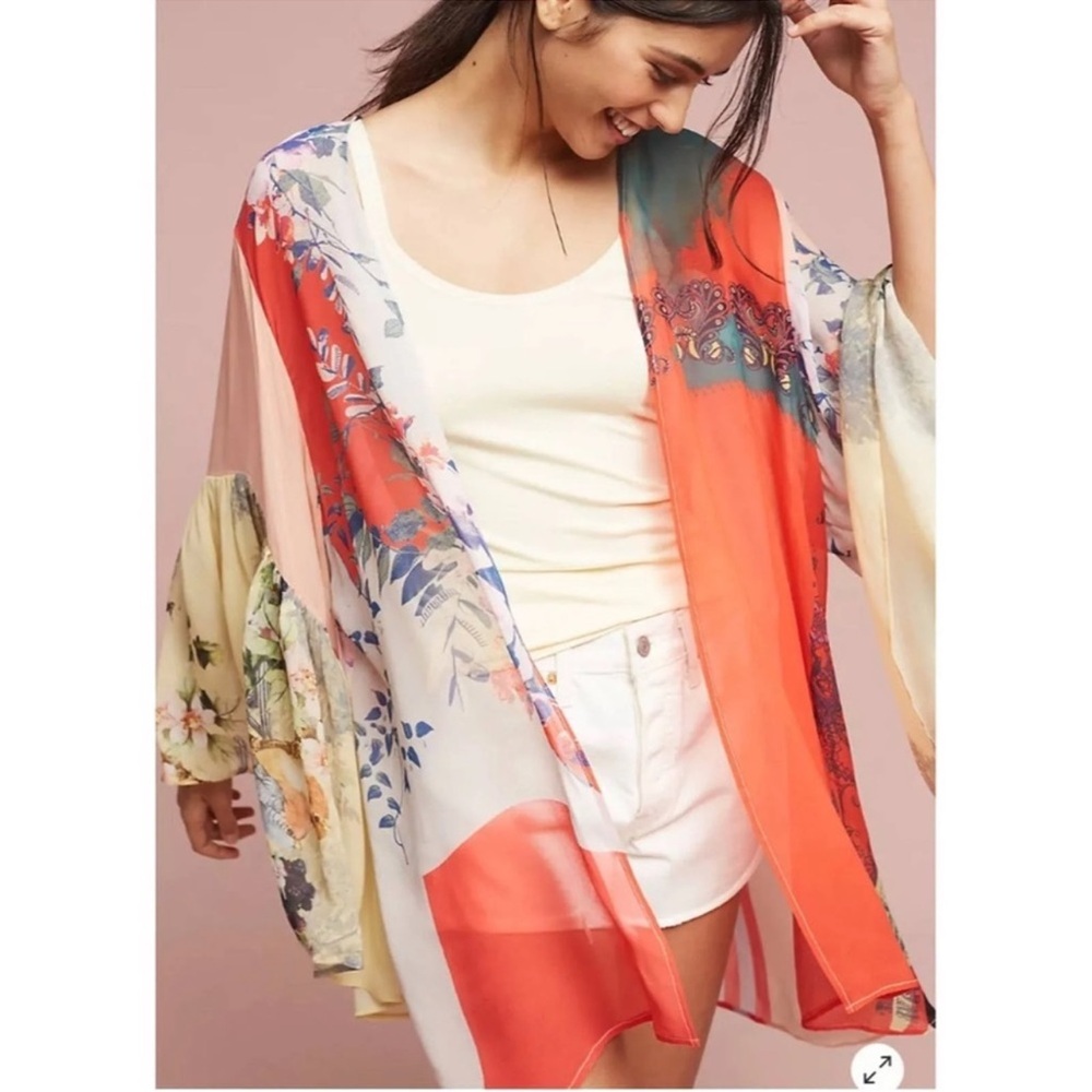 Floreat Anthropologie Floreat Dandelion Velvet Kimono Duster